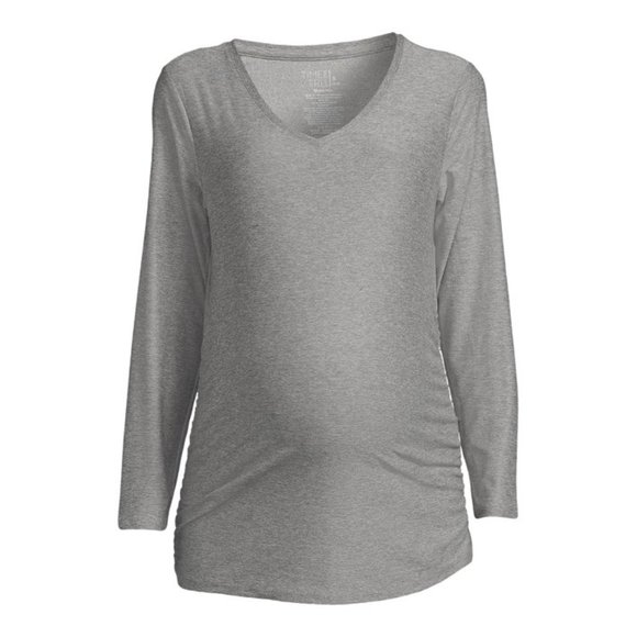Maternity Lightweight Long Sleeve Medium T-Shirt, grey - Picture 2 of 4